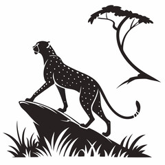 cheetah black silhouette vector