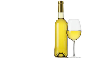 Isolated Wine Bottle and Glass