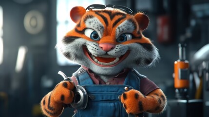Mascot for Tiger Jaw tools smiling