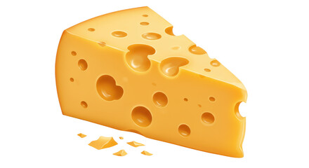 Isolated Piece of Emmental Cheese with Holes