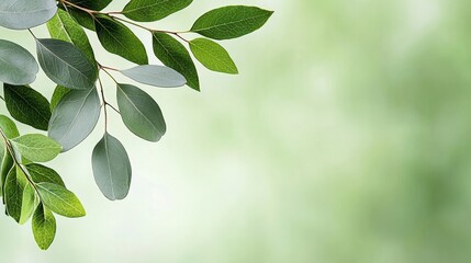 Obraz premium Green Leaves with Soft Blurred Background
