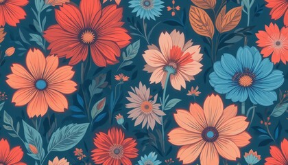 Obraz premium Vibrant floral patterns nature digital art colorful close-up design