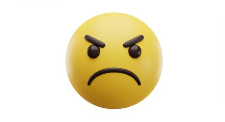 Fototapeta premium Depicting Anger Frustration Sadness with a Simple Yellow Sad Emoji