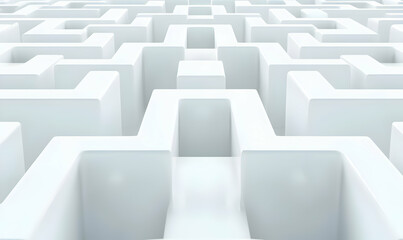Abstract White Maze Pattern with Smooth Edges and Depth Perception