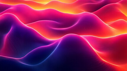 Obraz premium Abstract Vibrant Waveform Landscape Digital Art