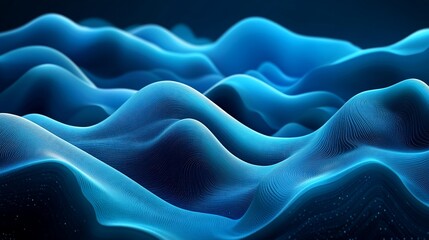 Fototapeta premium Abstract Blue Waveform Digital Landscape
