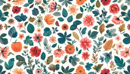 Floral pattern design studio digital artwork bright top-down view nature inspiration