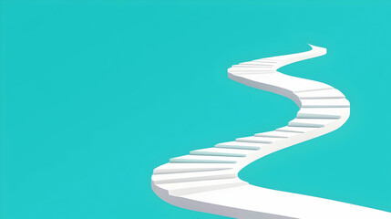 Serene Curved Pathway on Tranquil Aqua Background for Journey Concept