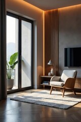 Active smart home nodes pulse in minimalist setting, Smart home, energy, minimalism