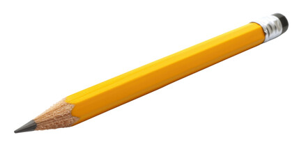 Classic yellow pencil pointing downwards on transparent background