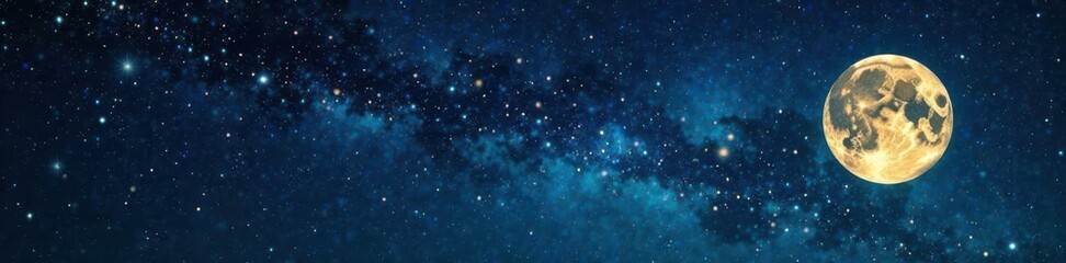 Vintage-inspired starry night with glittering constellations and faded moon, dreamy, starry night