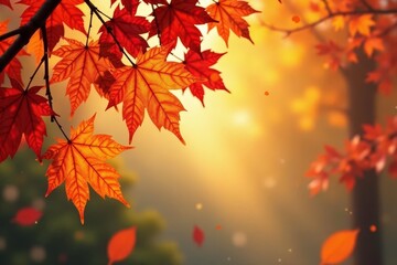 Fototapeta premium Abstract autumn leaves forming a late season design , foliage, vibrant, abstract