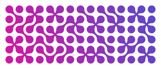 Dots metaball pink and purple gradient pattern. Abstract round shapes on a white background. Connected vector spots. Geometric circle decorative molecules. Texture. Modern minimalistic design.