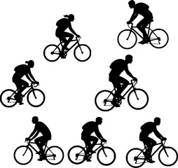 cycling man silhouette icon set, cycle silhouette free, bicycle silhouette vector, bicycle man silhouette 
