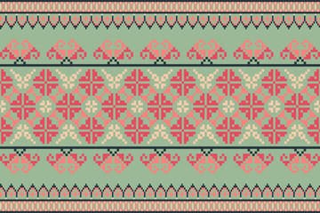 Pixel pattern for cross stitch. Geometric ethnic patterns. Design for Saree, Patola, Sari,Clothing, fabric, batik, Knitwear, Embroidery, Ikkat,Traditional Design.