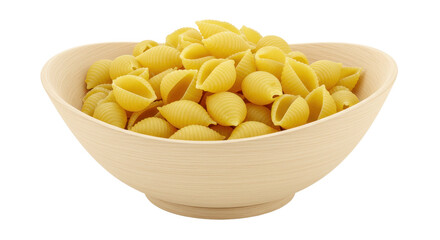Isolated Shell Pasta in a Wooden Bowl