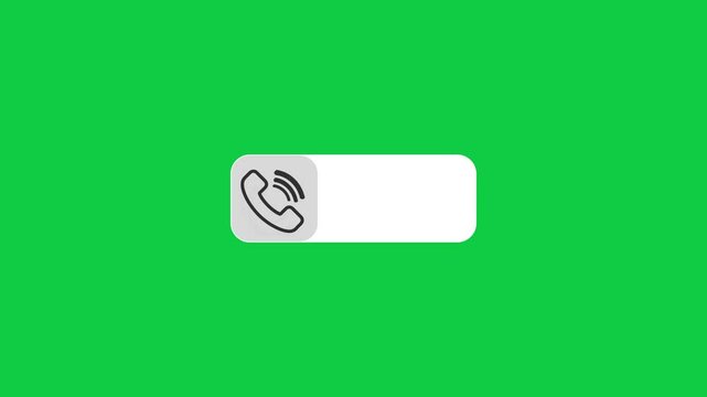 Call bar animation  with pointer on a green screen, simple animation of cursor icon phone call bar shape, animation of phone number bar button, telephone bar shape animation