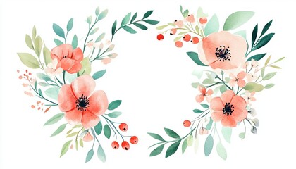 Beautiful watercolor floral arrangement featuring soft pink and green foliage