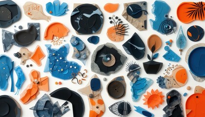 Fototapeta premium Creative abstract art composition studio digital artwork modern top-down view artistic expression
