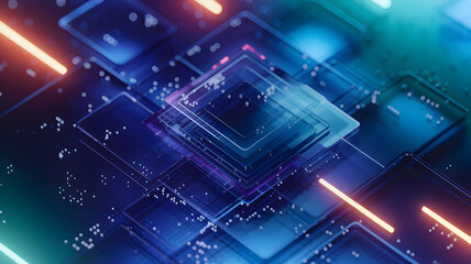 Abstract digital background featuring glowing geometric shapes and vibrant colors creating a tech-inspired atmosphere