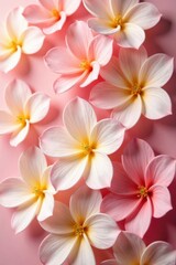 Fototapeta premium Artificial flower wall with delicate petals in pastel colors, set against a soft warm background , artificial blooms, vintage style