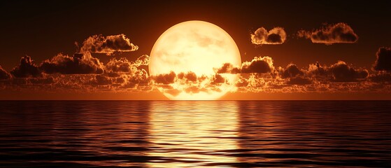 Full Moon Ocean Sunset.