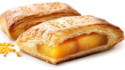 Two delicious mango pastries with flaky crust and sweet filling.