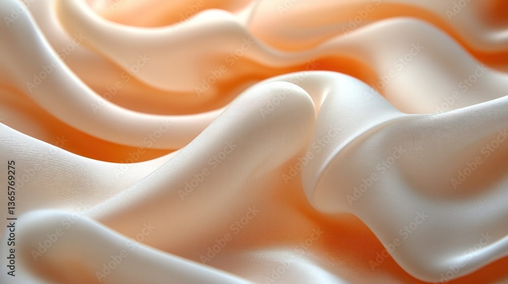 Poster soft, flowing peach and cream silk fabric with elegant draping and texture.
