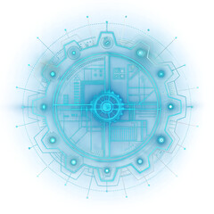 Naklejka premium Futuristic Gear Tech Vector, Circular Design, Glowing Element, Abstract Technology, PNG