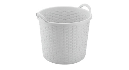 Isolated Empty White Wicker Basket