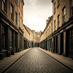 Fototapeta premium A vintage market street with cobblestone roads and classic architecture.jpg