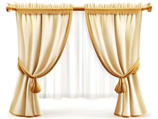3d illustrations of Curtains clipart, bedroom clipart, watercolor clipart, isolated on white background