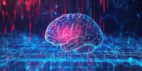 Illustration of EEG monitoring a human brain 