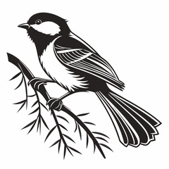 chickadee black silhouette icon vector