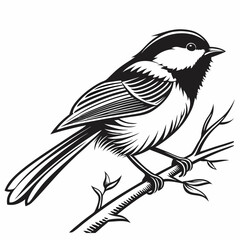 chickadee black silhouette icon vector