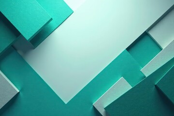 Fototapeta premium Abstract geometric shapes, vibrant teal and grey, shape, modern pattern