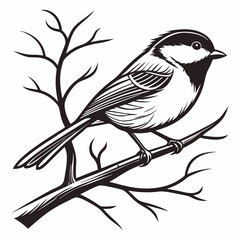chickadee black silhouette icon vector