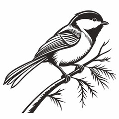 chickadee black silhouette icon vector