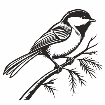 chickadee black silhouette icon vector
