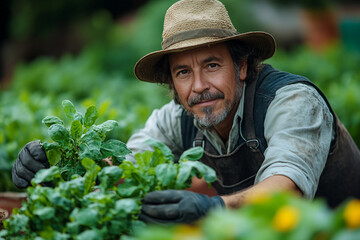 Portrait of Farmer in Open Field, generative AI