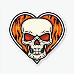 Fototapeta premium Flaming Skull Heart A Fiery Vector Illustration