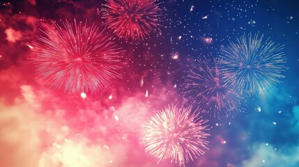 Fototapeta premium Colorful Fireworks Display in the Night Sky