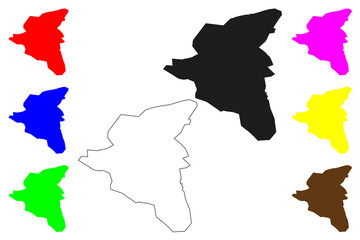 Damoh city (Republic of India, State of Madhya Pradesh) map vector illustration, scribble sketch Damoh map