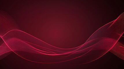 Obraz premium Abstract Graphic Illustration Featuring Crimson Wavy Lines on Dark Background