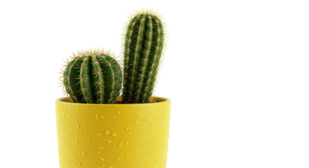 Isolated Cactus Duo in Yellow Pot