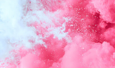 Obraz premium Vibrant Pink and White Cloudy Background with Shimmering Particles