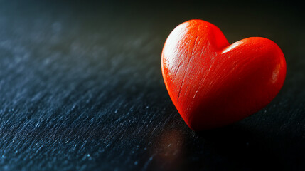 Fototapeta premium Red Heart on Black: A Minimalist Symbol of Emotion and Simplicity