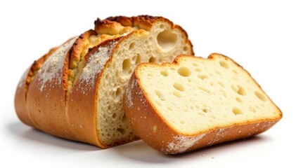 Artisanal bread, crusty loaf, white background, bread, bakery, delicious
