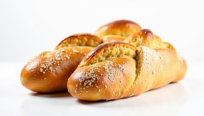 Artisanal Italian bread against pure white backdrop, crusty, italy