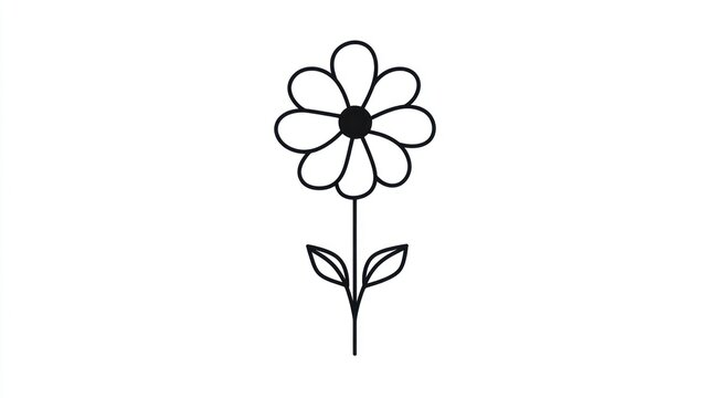 Simple flower line drawing, white background, nature illustration, design element